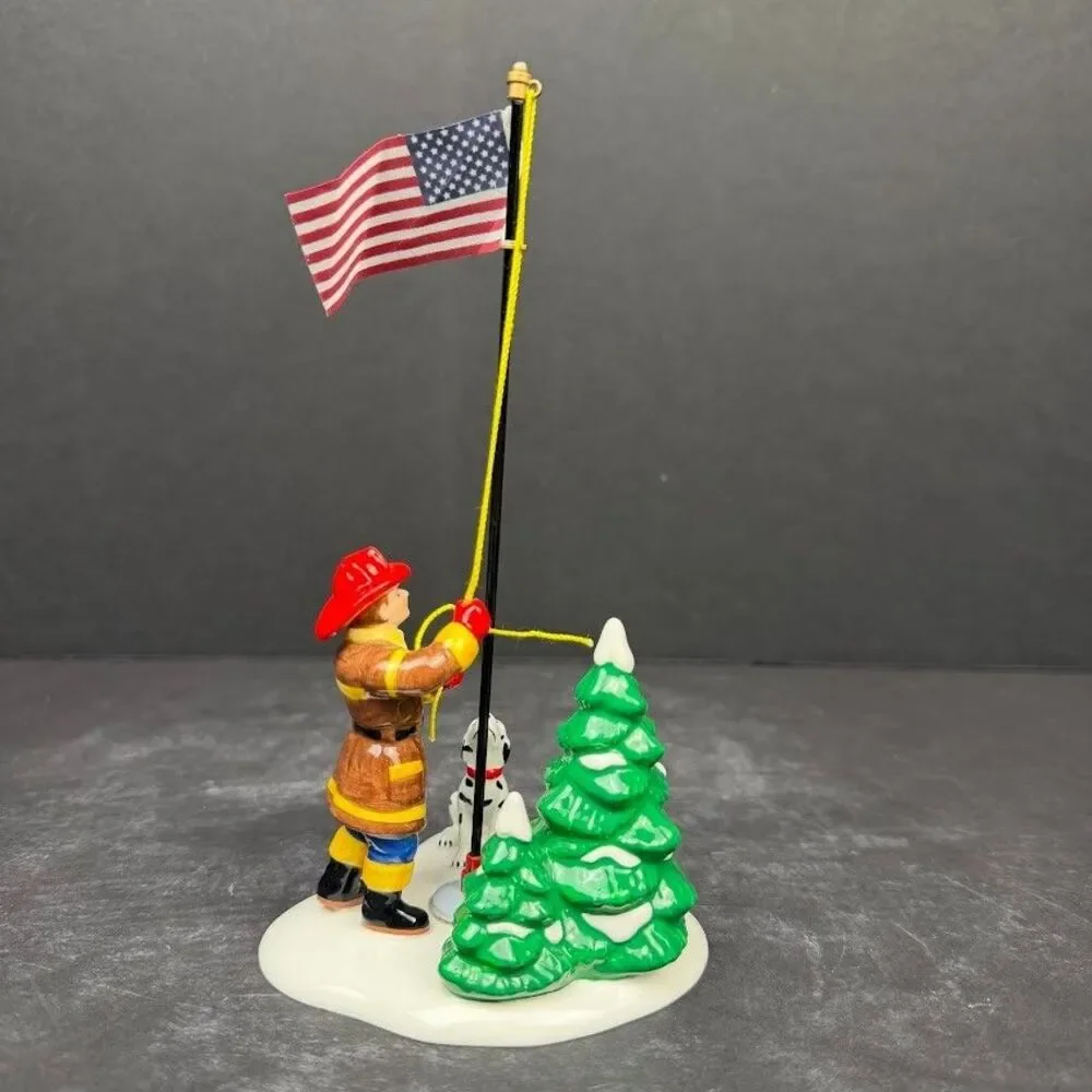 Department 56 Original Snow Village Fireman Raising the Flag 55154